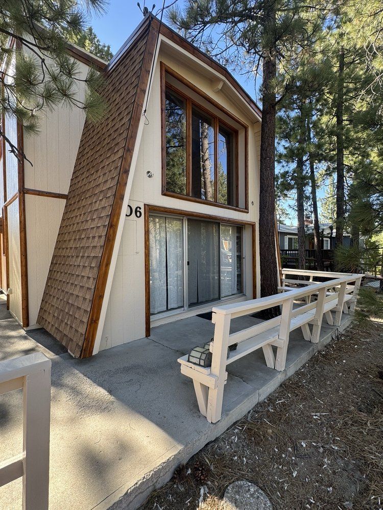 Repainted A-frame cabin in Big Bear