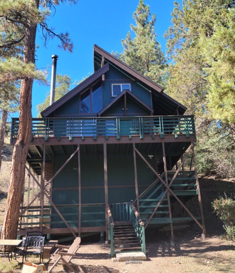 Repainted A-frame cabin in Big Bear