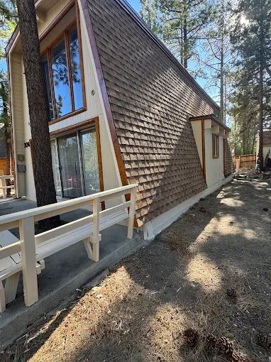 Repainted A-frame cabin in Big Bear