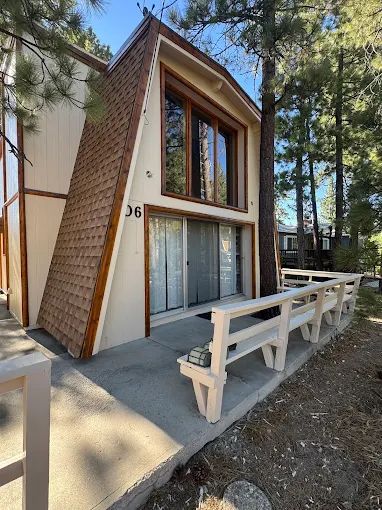 Repainted A-frame cabin in Big Bear