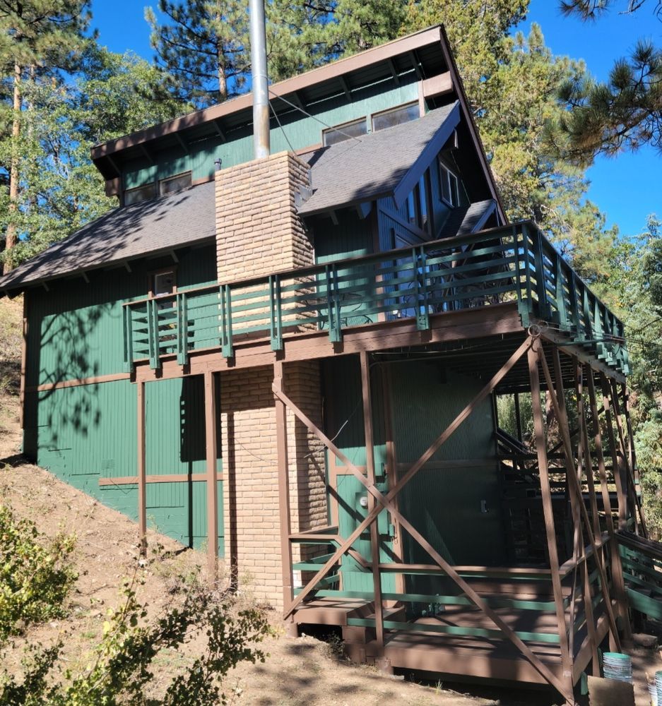 Freshly painted cabin exterior in Big Bear Lake