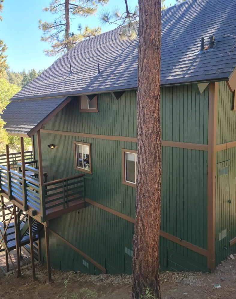 Freshly painted cabin exterior in Big Bear Lake