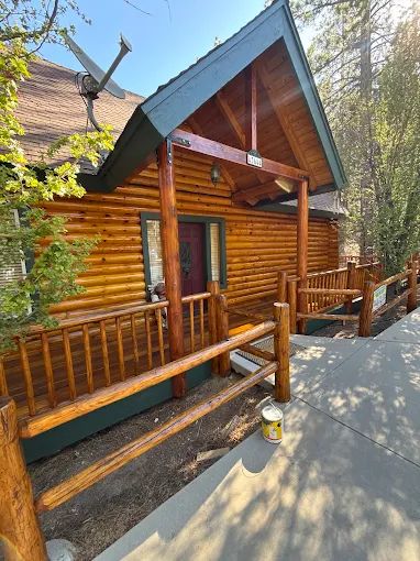 Freshly painted cabin exterior in Big Bear Lake