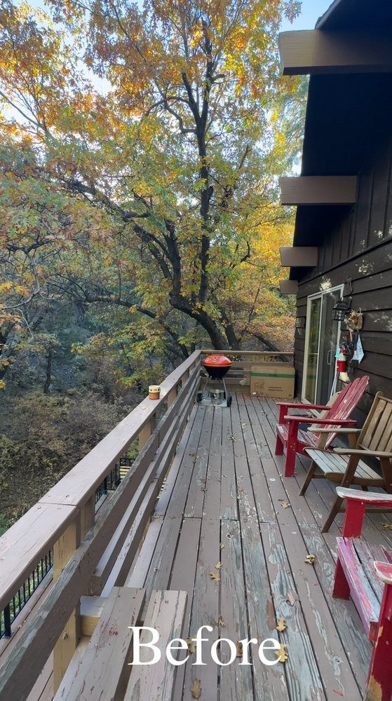 Weathered deck before refinishing in Big Bear