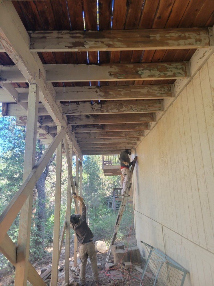 Deck framing and structure prepped in Big Bear