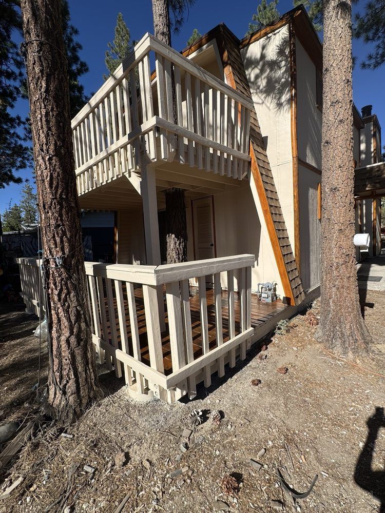 Deck framing and structure prepped in Big Bear