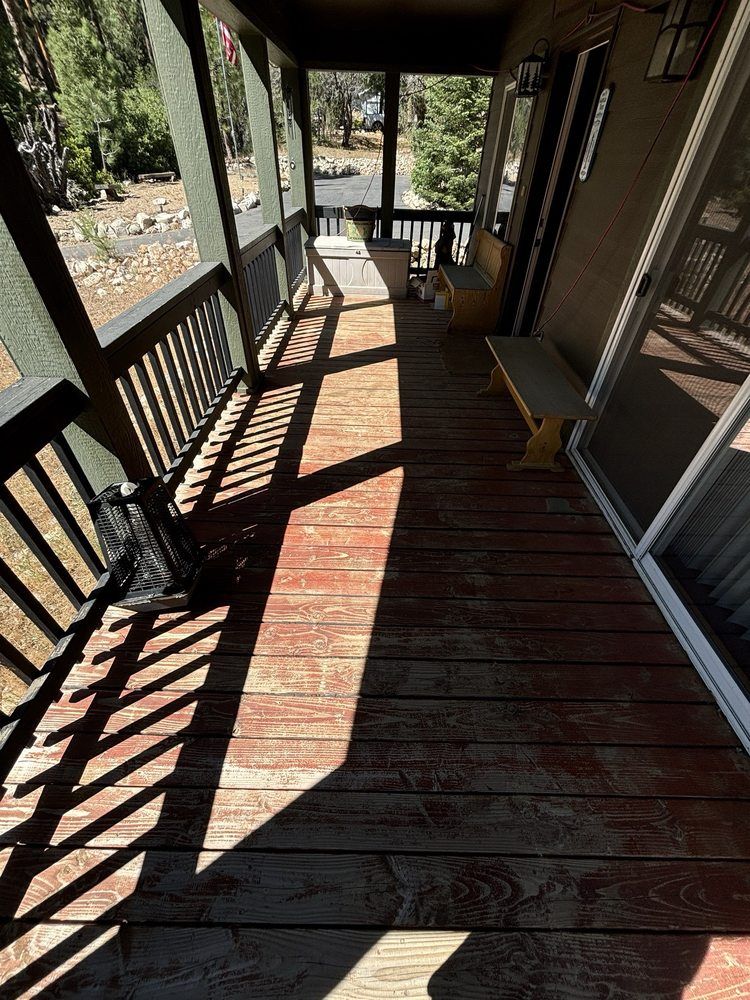 Refinished deck railing on a Big Bear home