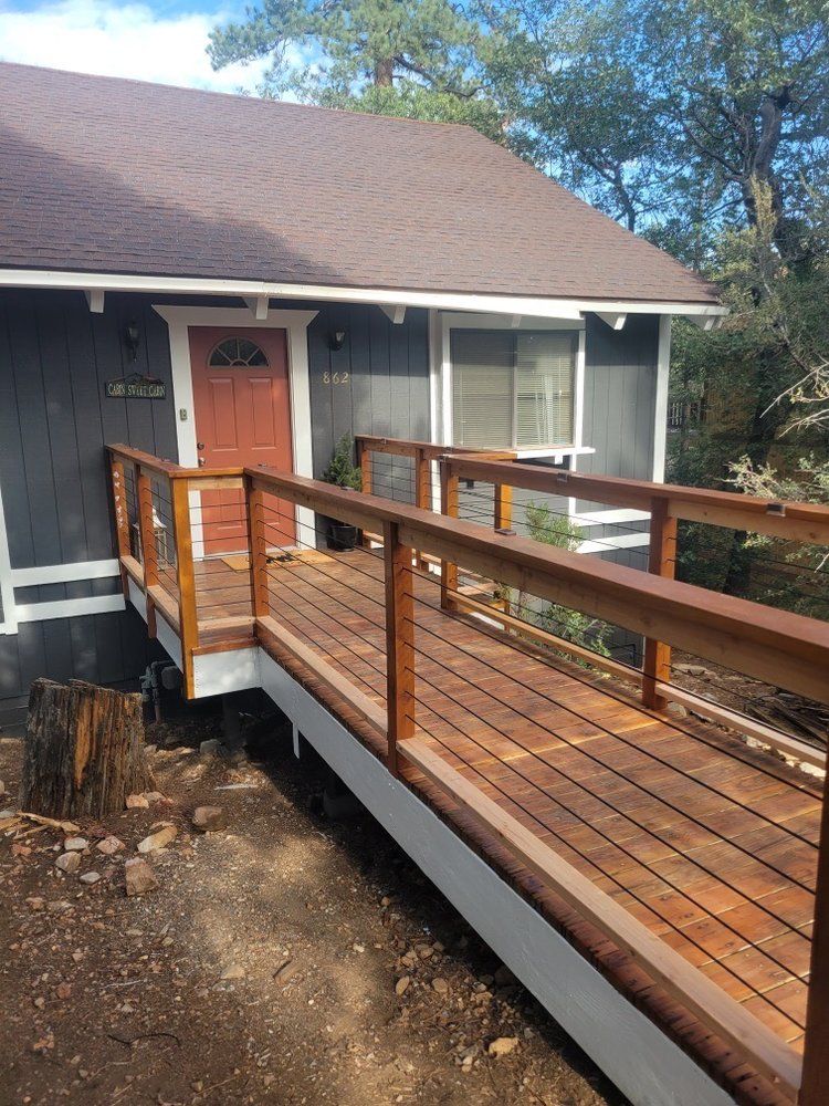 Refinished deck railing on a Big Bear home