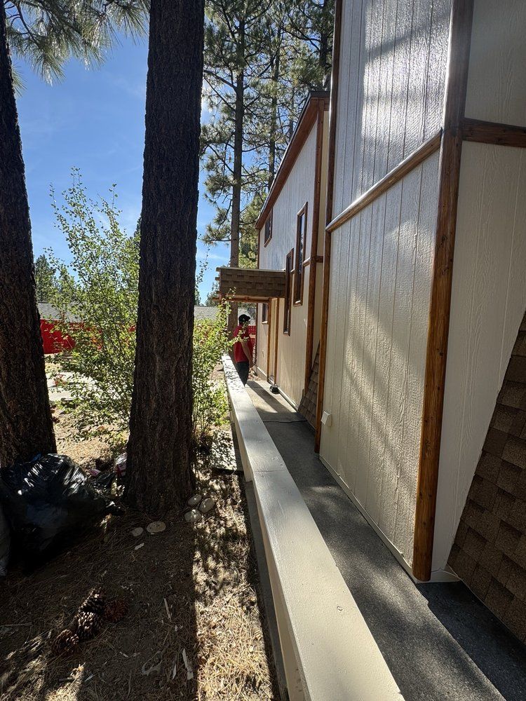 Painted shed or outbuilding matched to a Big Bear cabin